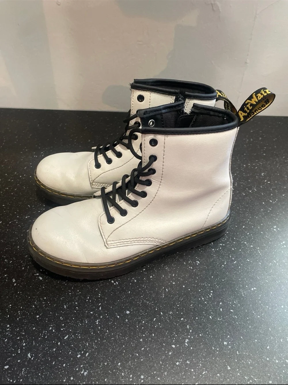 Dr. Martens 1460 white leather lace up boots big kid size 3